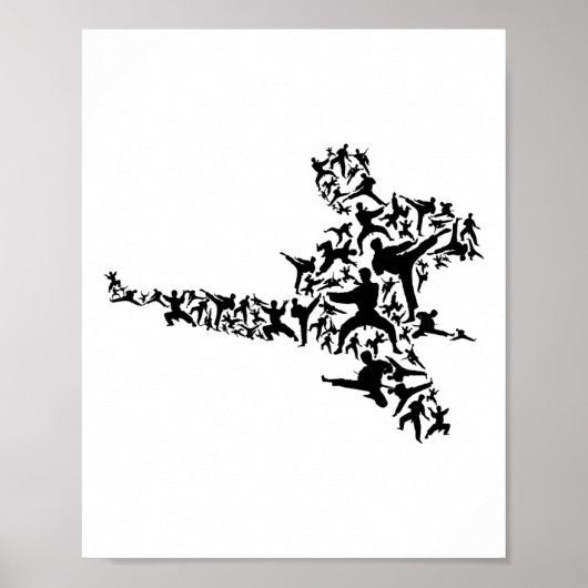 Poster Karate Martial Arts Flying Boxer Kickboxer T (Devant)