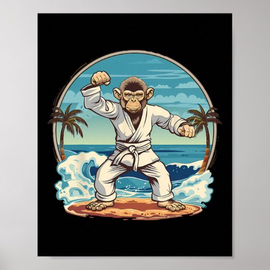 Poster Karate Monkey Beach Kickboxing Jiu-jitsu Mma Marti (Devant)
