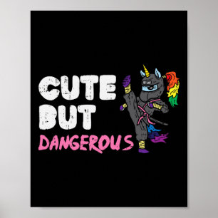 Poster Karate Ninja Unicorn Cute Dangereux Arts Martiaux 