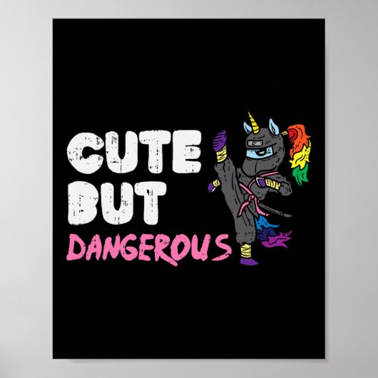 Poster Karate Ninja Unicorn Cute Dangereux Arts Martiaux (Devant)
