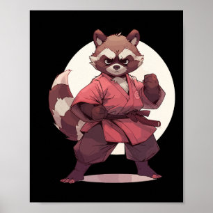 Poster Karate Raccoon Anime Racoon Martial Arts T Martial