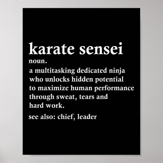 Poster Karate Sensei Définition Funny Martial Arts Instru (Devant)