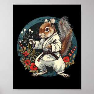 Poster Karate Squirrel Floral Judo Squirrel Lover Kar