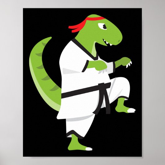 Poster Karate T-rex Cool Mignon Dinosaure Combattant Hall (Devant)