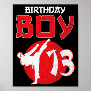 Poster Karate Taekwondo 13 ans Anniversaire Martial Art
