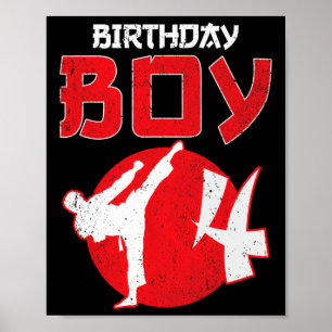 Poster Karate Taekwondo 4 ans Anniversaire Martial Arts