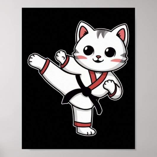 Poster Karate Taekwondo Funny Chat Jiu Jitsu Femmes Fille (Devant)