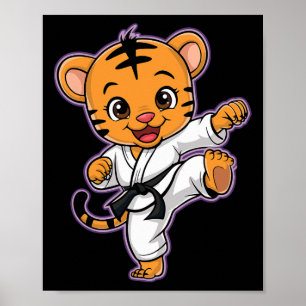 Poster Karate Tiger Martial Arts Drôle Pour Enfants Garço