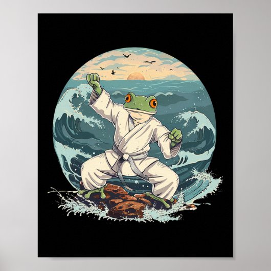 Poster Karate Toad Taekwondo Plage Coucher de soleil Arts (Devant)
