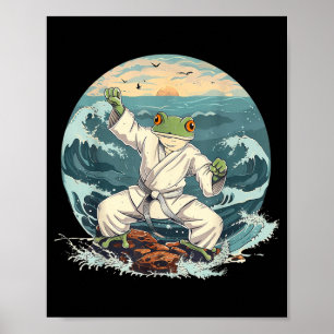 Poster Karate Toad Taekwondo Plage Coucher de soleil Arts