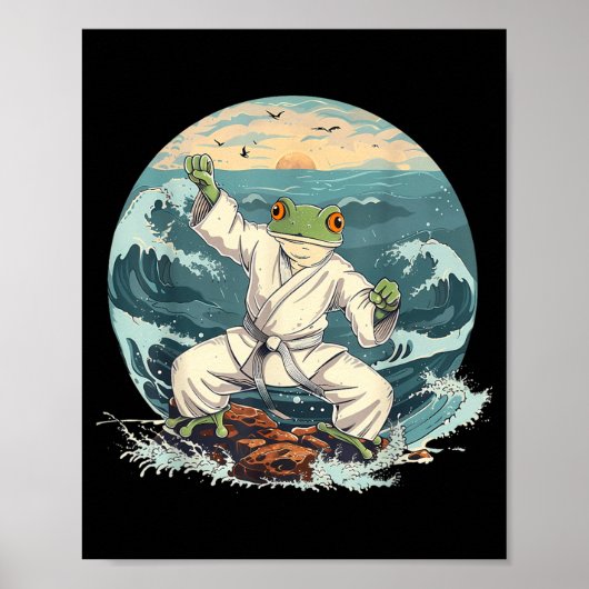 Poster Karate Toad Taekwondo Plage Coucher de soleil Arts (Devant)
