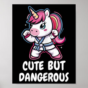 Poster Karate Unicorn Mignonne Mais Dangereux Funny Marti