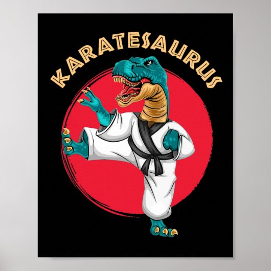 Poster Karatesaurus Funny Karaté Dinosaur (Devant)