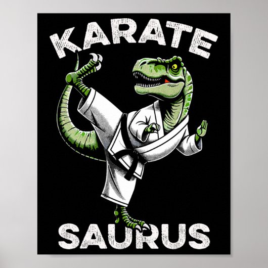 Poster Karatesaurus T-rex Karaté Dino Drôle Dinosaure Mar (Devant)