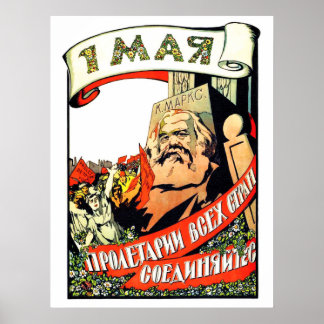 Poster Karl Marx, premier mai, fête du travail, communist