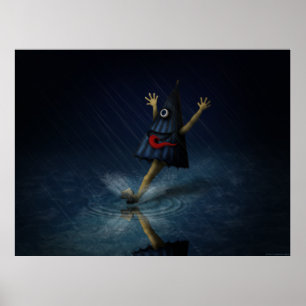 Poster Kasa Obake Fantôme de Parapluie Japonais par une J