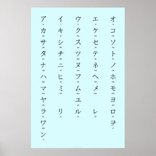 Poster Katakana Avec Romaji Apprendre Les Caractères Japo