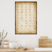 Poster Katakana Avec Romaji Style Antique Japonais (Cuisine)