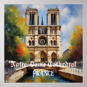 Poster  Kathedraal van Notre-Dame, Frankrijk   AI-