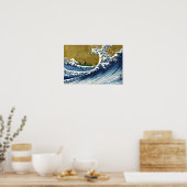 Poster Katsushika Hokusai - Colored Big Wave (Cuisine)
