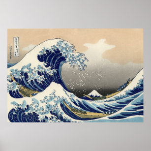 Poster Katsushika Hokusai : La Grande vague au large de K