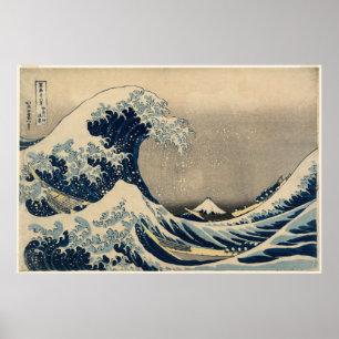 Poster Katsushika Hokusai. La Grande Vague au large de Ka