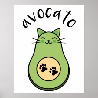 Poster Katze al Avocado avocato