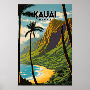 Poster Kauai Hawaii Nostalgic Retro Travel