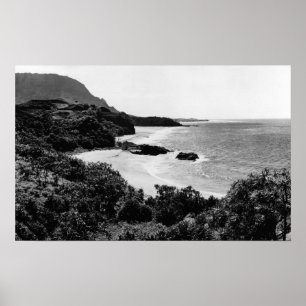 Poster Kauai, Hawaii - Vue sur Lumahai Bay & Beach