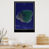 Poster Kauai Island Hawaii From Space Satellite Map (Cuisine)