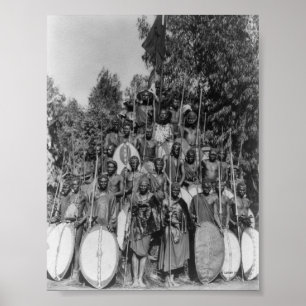 Poster Kavirondos avec des lances et des boucliers
