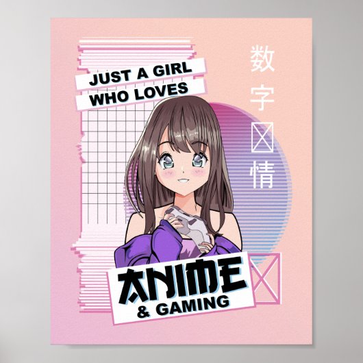 Poster Kawaii Anime Japonaise & Jeux -Vaporwave Anime (Devant)