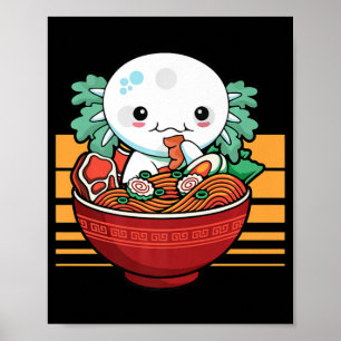 Poster Kawaii Axolotl Ramen Japonais Anime Cadeau Enfants