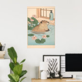 Poster Kawaii Beaver Ukiyo-e Print Funny Bathroom Japandi (Bureau à domicile)