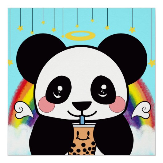 Poster Kawaii Boba Panda Bear (Devant)