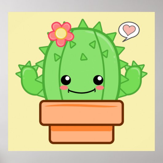 Poster Kawaii Cactus (Devant)