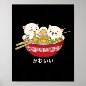Poster Kawaii Chat Japonais Tokyo Anime Chat Ramen T Shir (Devant)