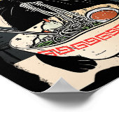 Poster Kawaii Chat Manger Ramen nouilles Amusant Anime Ca (Coin)