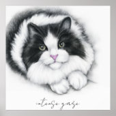 Poster kawaii chat noir et blanc (Devant)