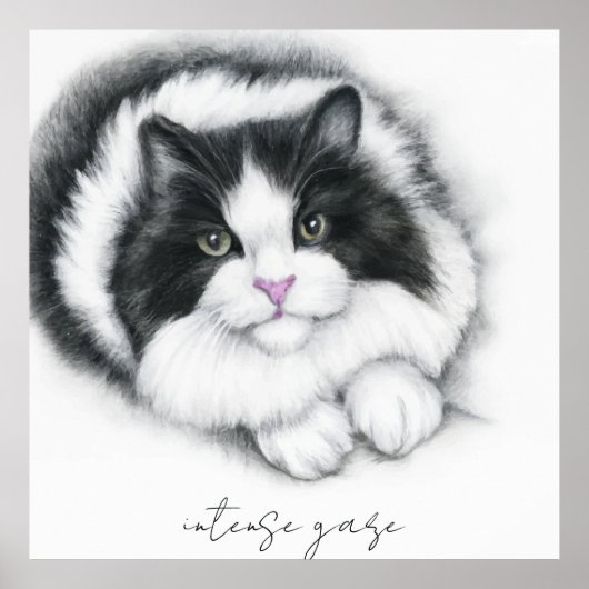 Poster kawaii chat noir et blanc (Devant)