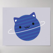 Poster Kawaii Chat Planète dans l'espace (Devant)