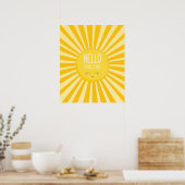 Poster KAWAII CIEL jaune vif gras soleil souriant ensolei (Cuisine)