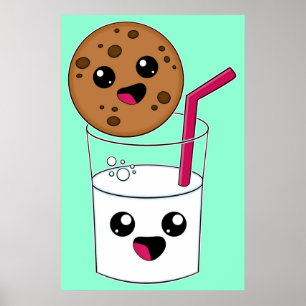 Poster Kawaii Cookie et Milk