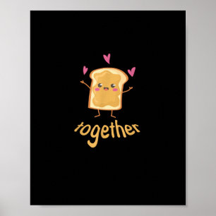 Poster Kawaii Couple assorti Beurre de Cacahuète Jelly Mi