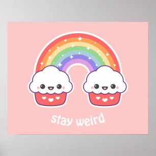 Poster Kawaii Cupcake Rainbow