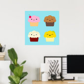 Poster Kawaii Cupcakes (Bureau à domicile)