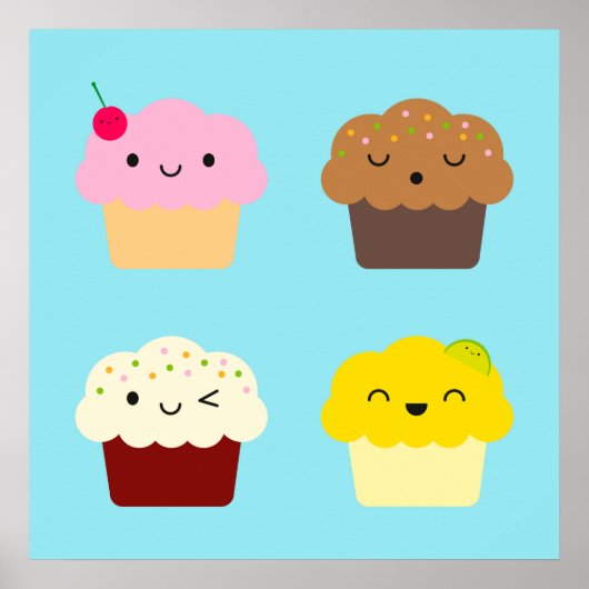 Poster Kawaii Cupcakes (Devant)