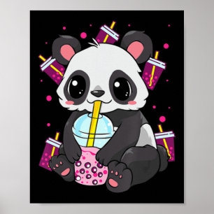 Poster Kawaii Cute Anime Panda Boba Buble Tea Otaku Homme