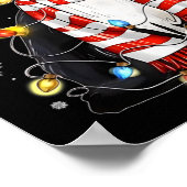 Poster Kawaii Cute Chat Noir Père Noël Tangé Dans La Lig  (Coin)