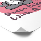 Poster Kawaii drôle lapin pratique yoga pose rose (Coin)